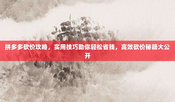 拼多多砍价攻略,实用技巧助你轻松省钱,高效砍价秘籍大公开